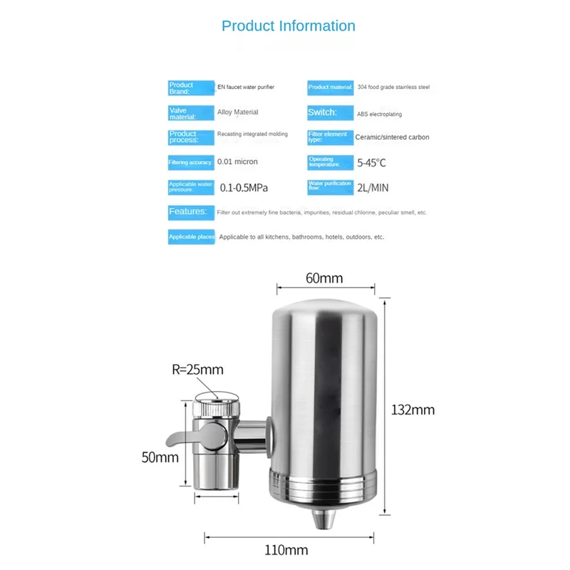 PurelyTap™ Stainless Steel Faucet Water Filter